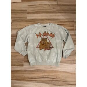 Def Leppard Animal Graphic Sweatshirt Mint Green Tie Dye Band Crewneck 2023